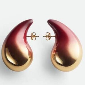 Gradient Burgundy to Gold Teardrop Stud Earrings - Women Jewelry
